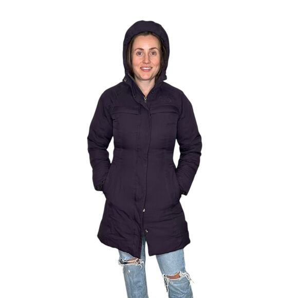 THE NORTH FACE Purple Hyvent Down Puffer Parka Jacket Women's Size XS FLAW - Picture 1 of 10